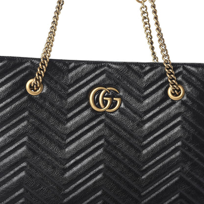 Gucci Vintage Calfskin Matelasse Medium GG Marmont Slim Tote Black 7 of 9
