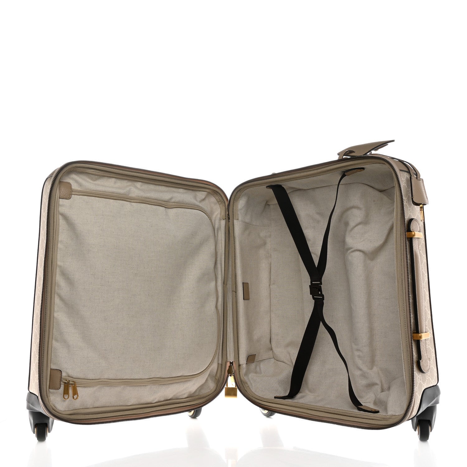 Gucci GG Supreme Monogram Textured Dollar Calfskin Web Small Savoy Cabin Trolley Beige Mystic White Oatmeal 4 of 15