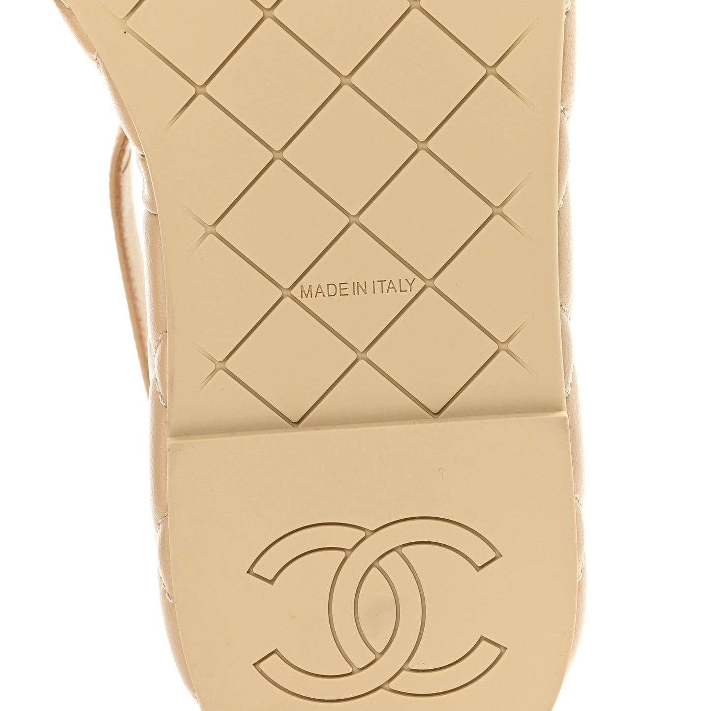 Shiny Lambskin Quilted Chain Around CC Platform Sandals 39.5 Beige