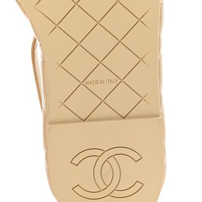Chanel Shiny Lambskin Quilted Chain Around CC Platform Sandals 39.5 Beige 7 of 10