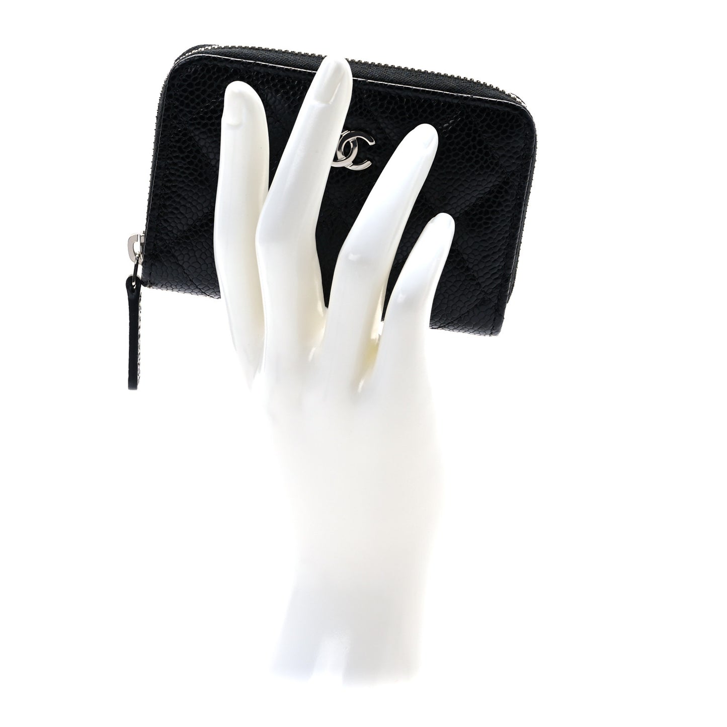 Caviar Quilted Classic Zipped Coin Purse Black
