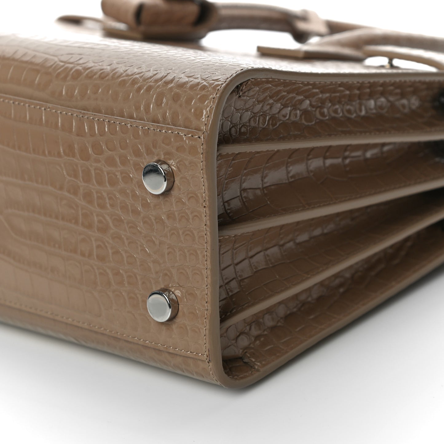 Calfskin Crocodile Embossed Baby Sac De Jour Brown