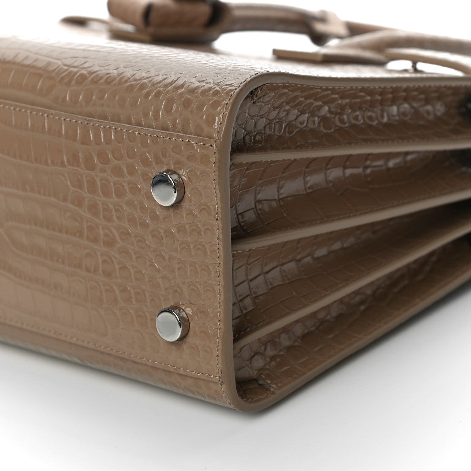 Saint Laurent Calfskin Crocodile Embossed Baby Sac De Jour Brown 8 of 9
