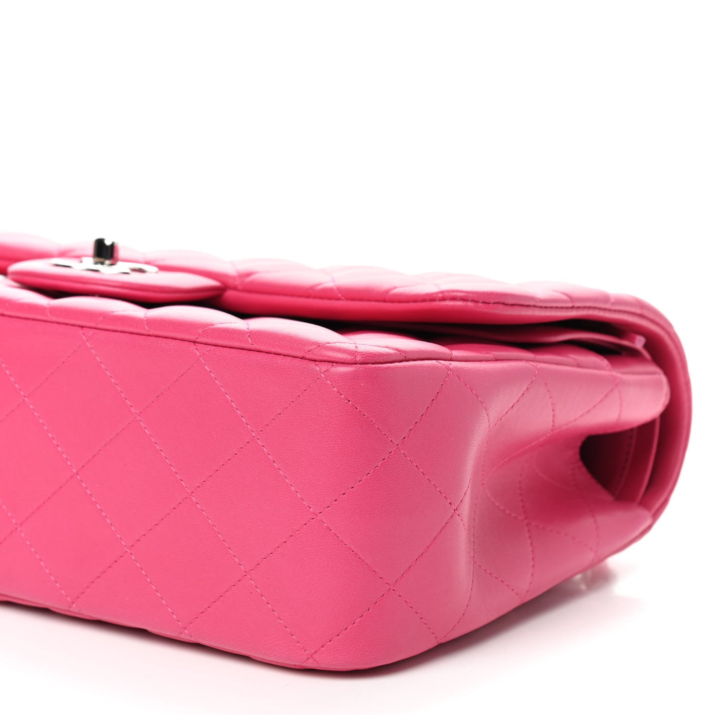 Lambskin Quilted Jumbo Double Flap Dark Pink