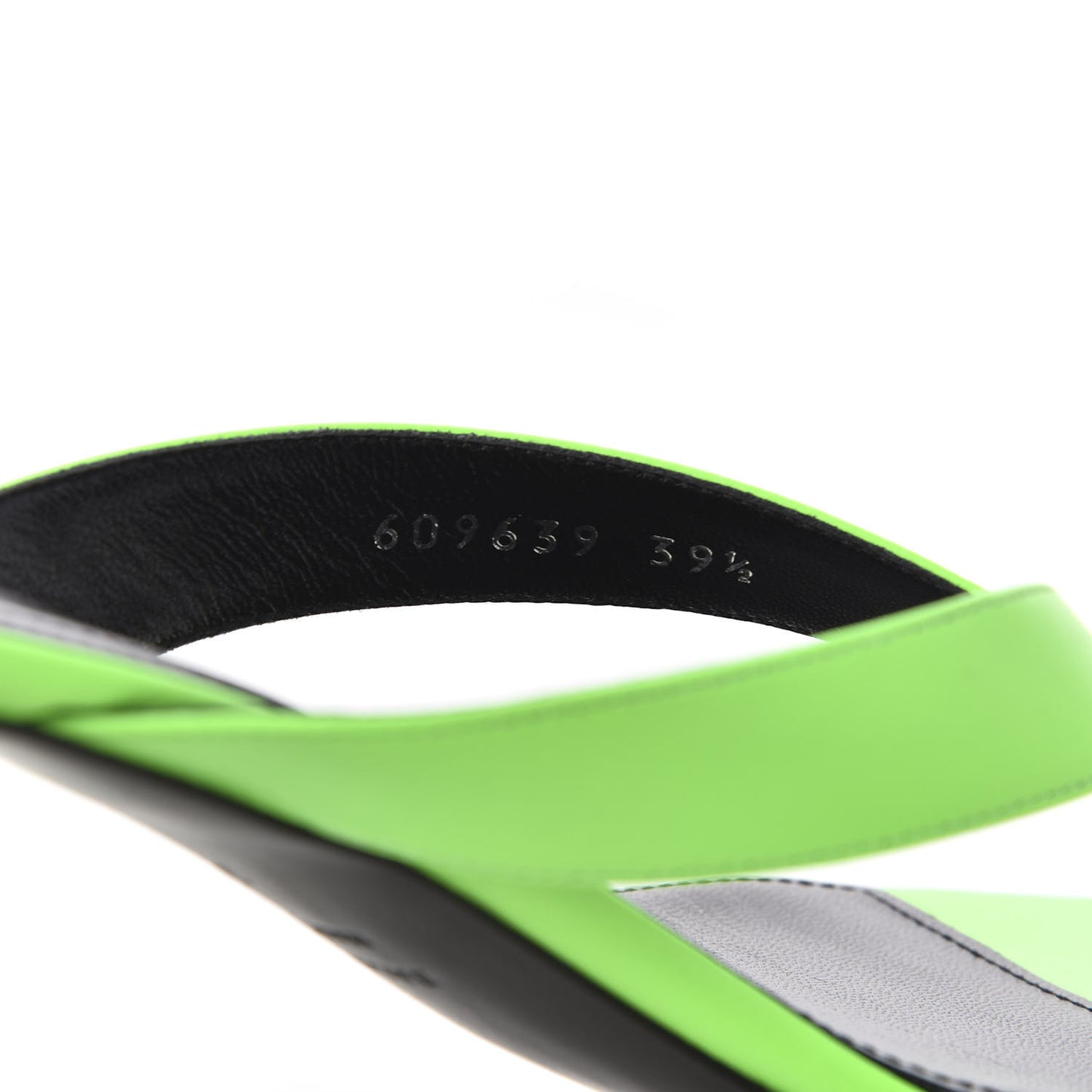 Shiny Sheepskin Double Square Flat 60mm Sandals 39.5 Fluo Green Black