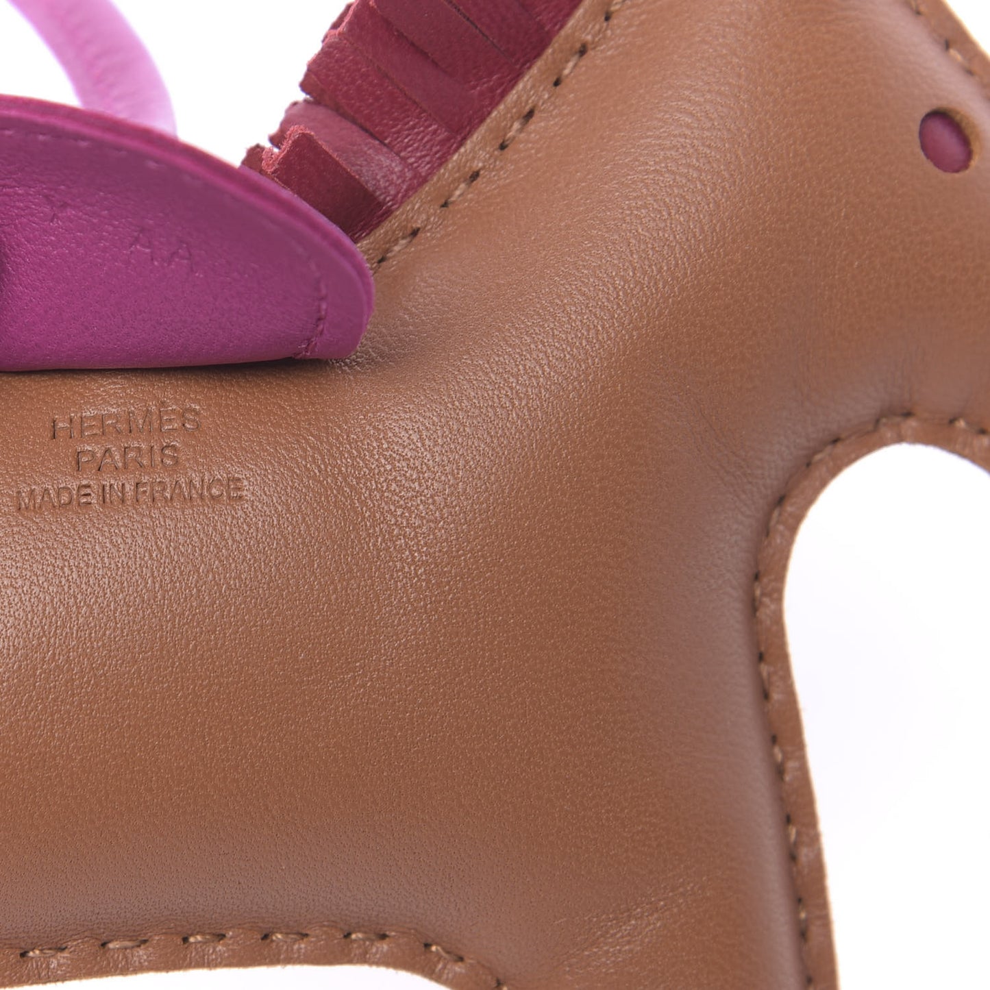 Milo Lambskin Grigri Rodeo Horse Bag Charm MM Gold Rubis Rose Pourpre