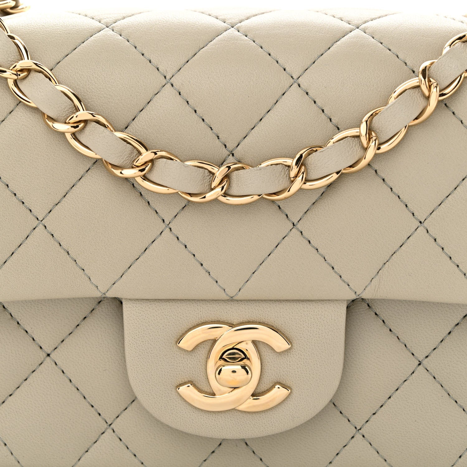 Chanel Lambskin Quilted Mini Rectangular Flap Grey 8 of 11