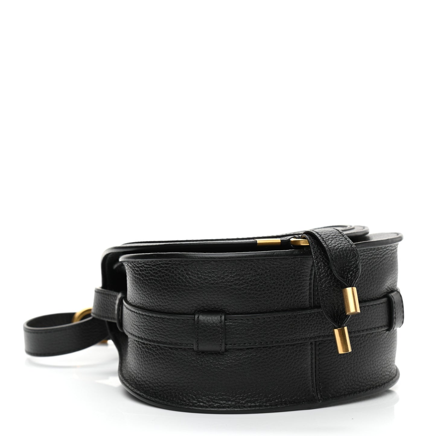 Calfskin Mini Marcie Round Crossbody Bag Black