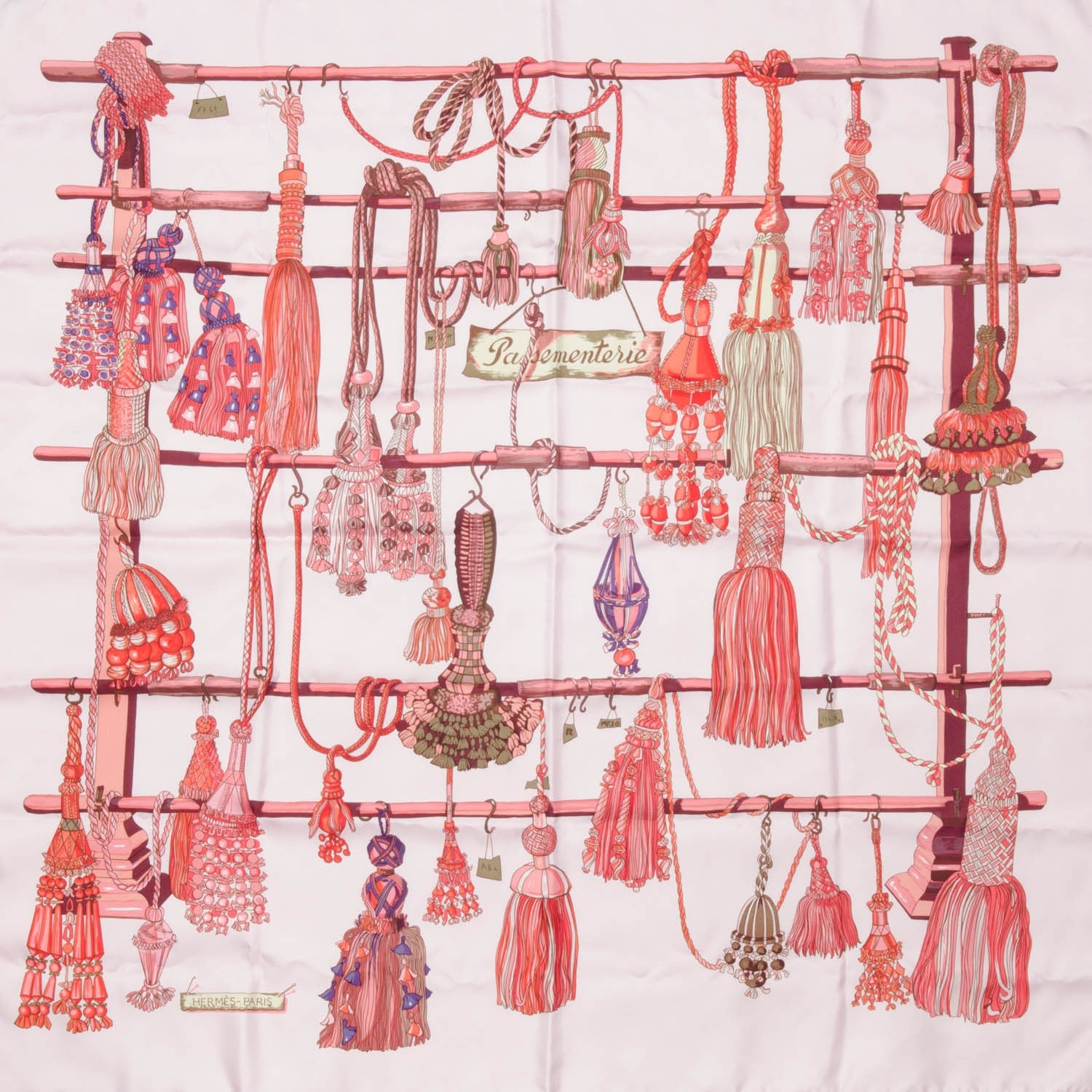 Hermes Silk Passementerie Scarf 90 Vieux Rose Corail Violine 1 of 7