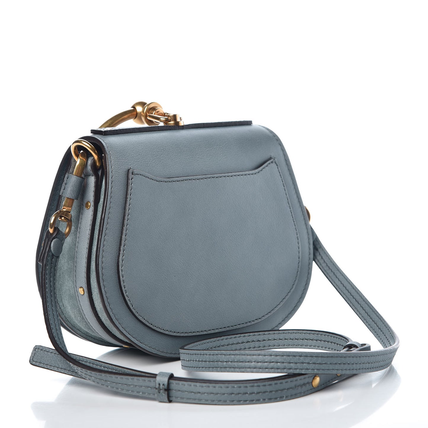 Calfskin Suede Small Nile Bracelet Bag Cloudy Blue