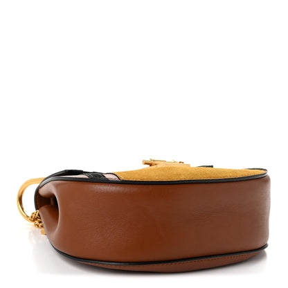 Chloe Suede Calfskin Patchwork Mini Drew Shoulder Bag Tobacco 4 of 9
