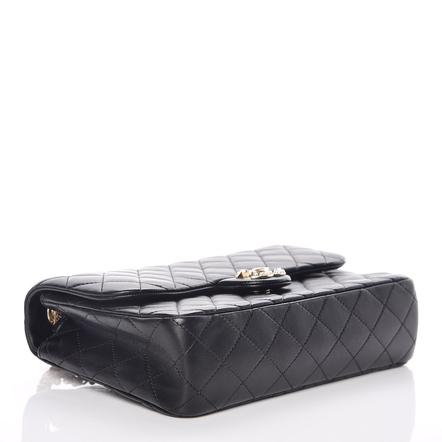 Lambskin Quilted Medium Westminster Pearl Flap Black
