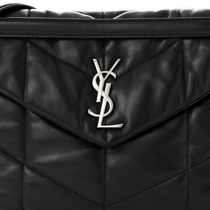 Saint Laurent Lambskin Quilted Medium Loulou Puffer Monogram Chain Satchel Black 8 of 10