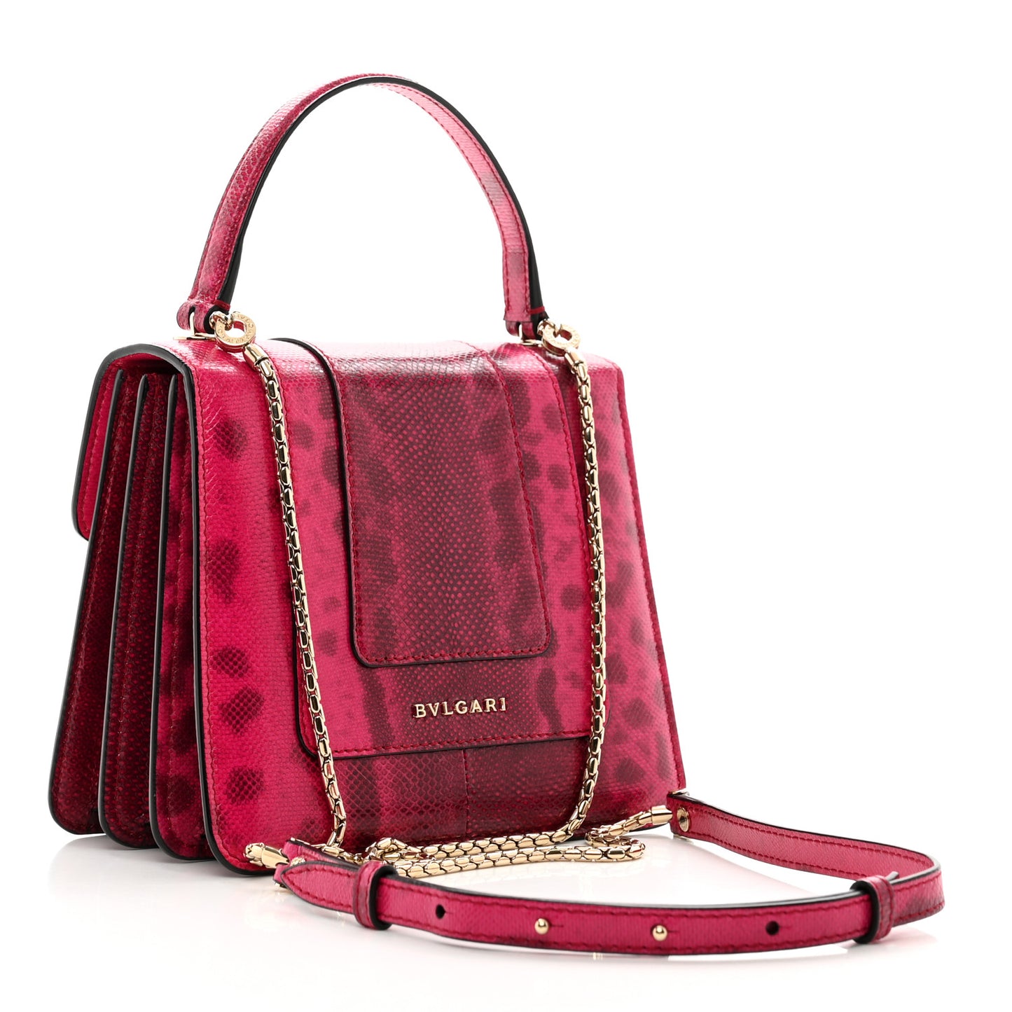 Shiny Karung Serpenti Forever Top Handle Red