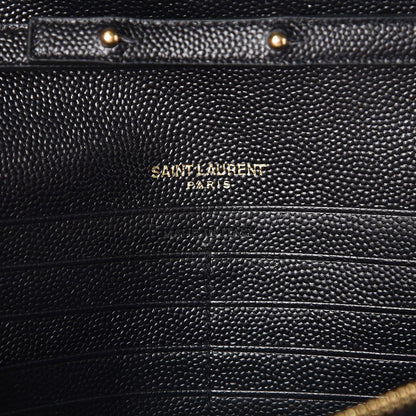 Saint Laurent Grain De Poudre Matelasse Chevron Monogram Chain Wallet Black 6 of 6