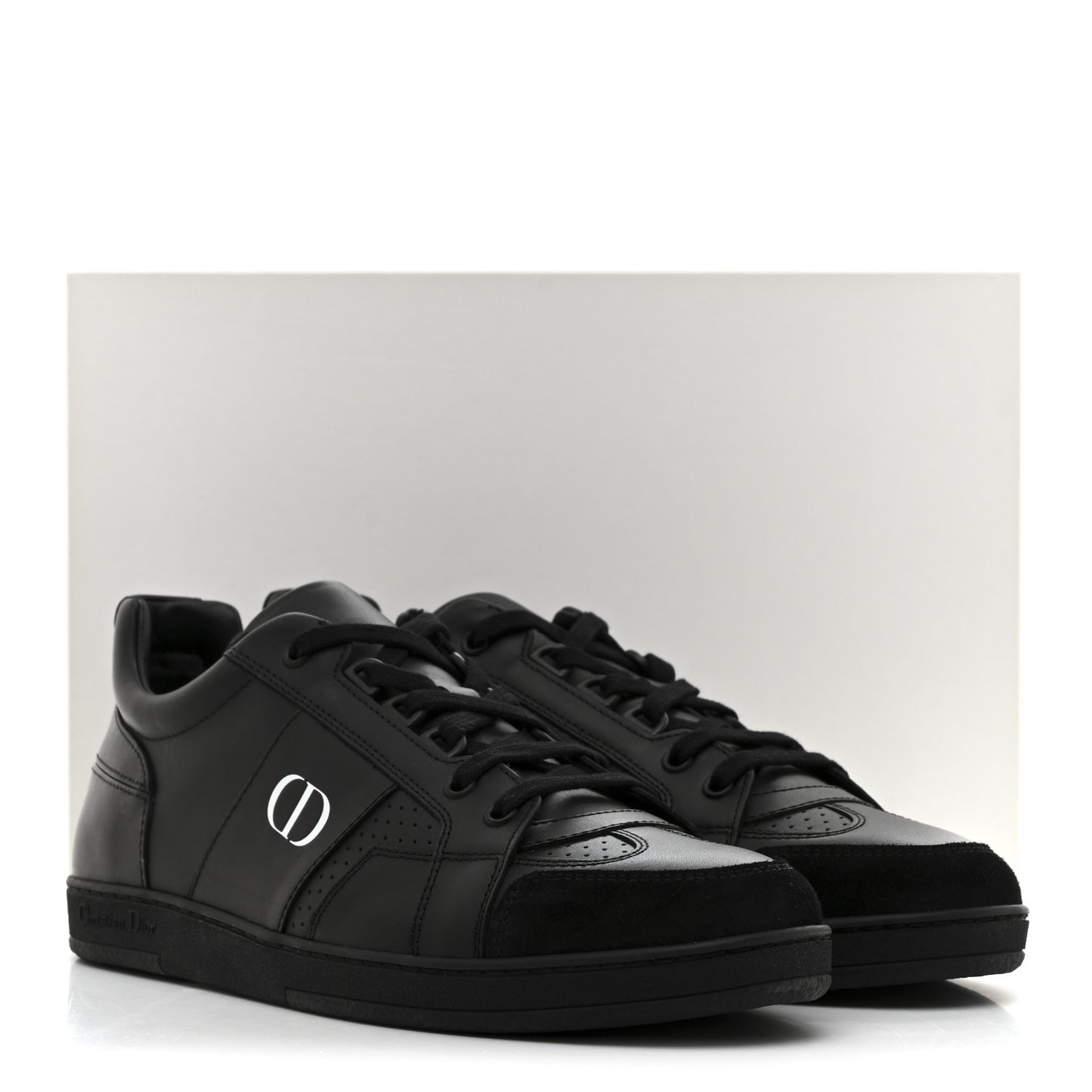 Calfskin Suede Logo Sneakers 40 Black