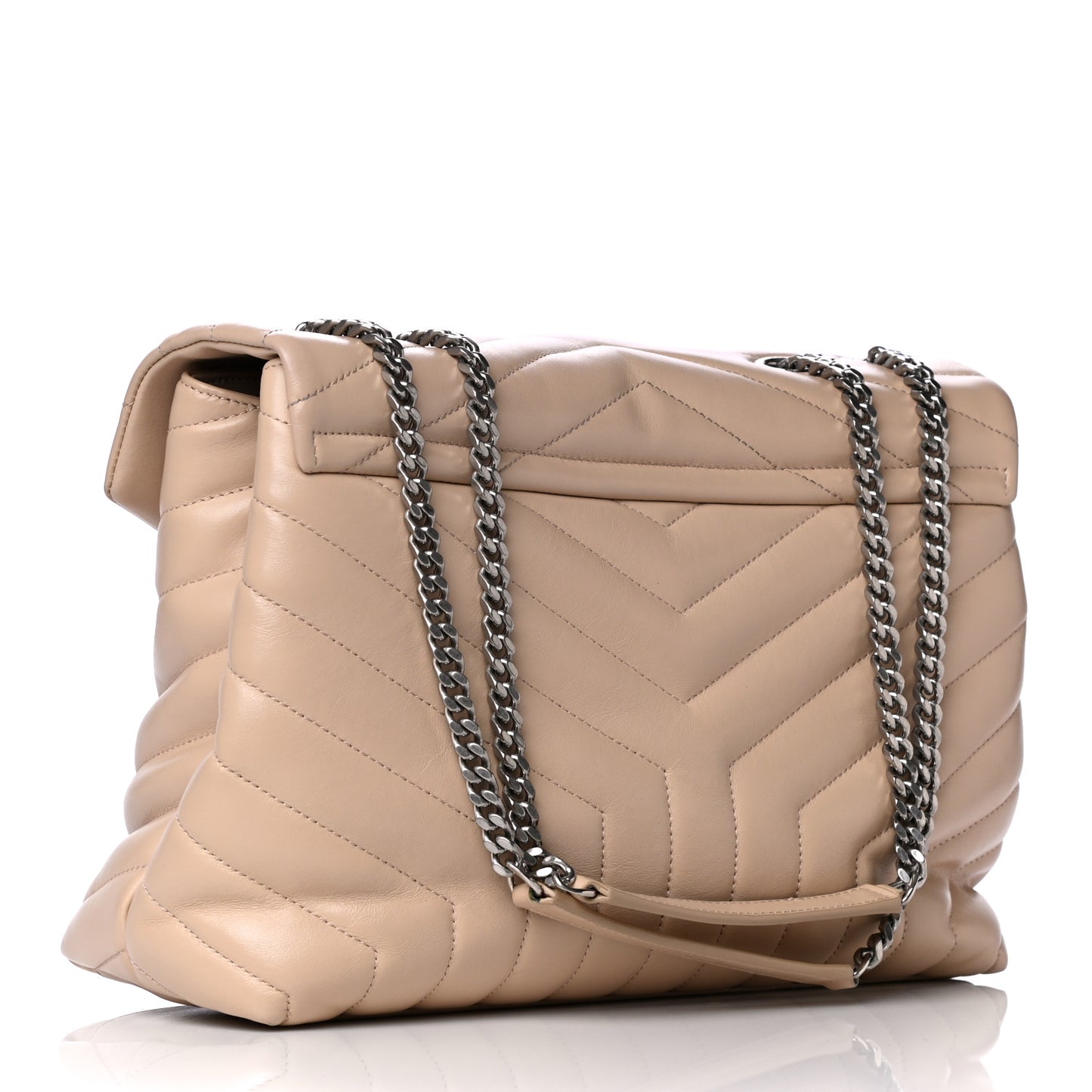 Calfskin Y Quilted Monogram Medium Loulou Chain Satchel Nude Powder