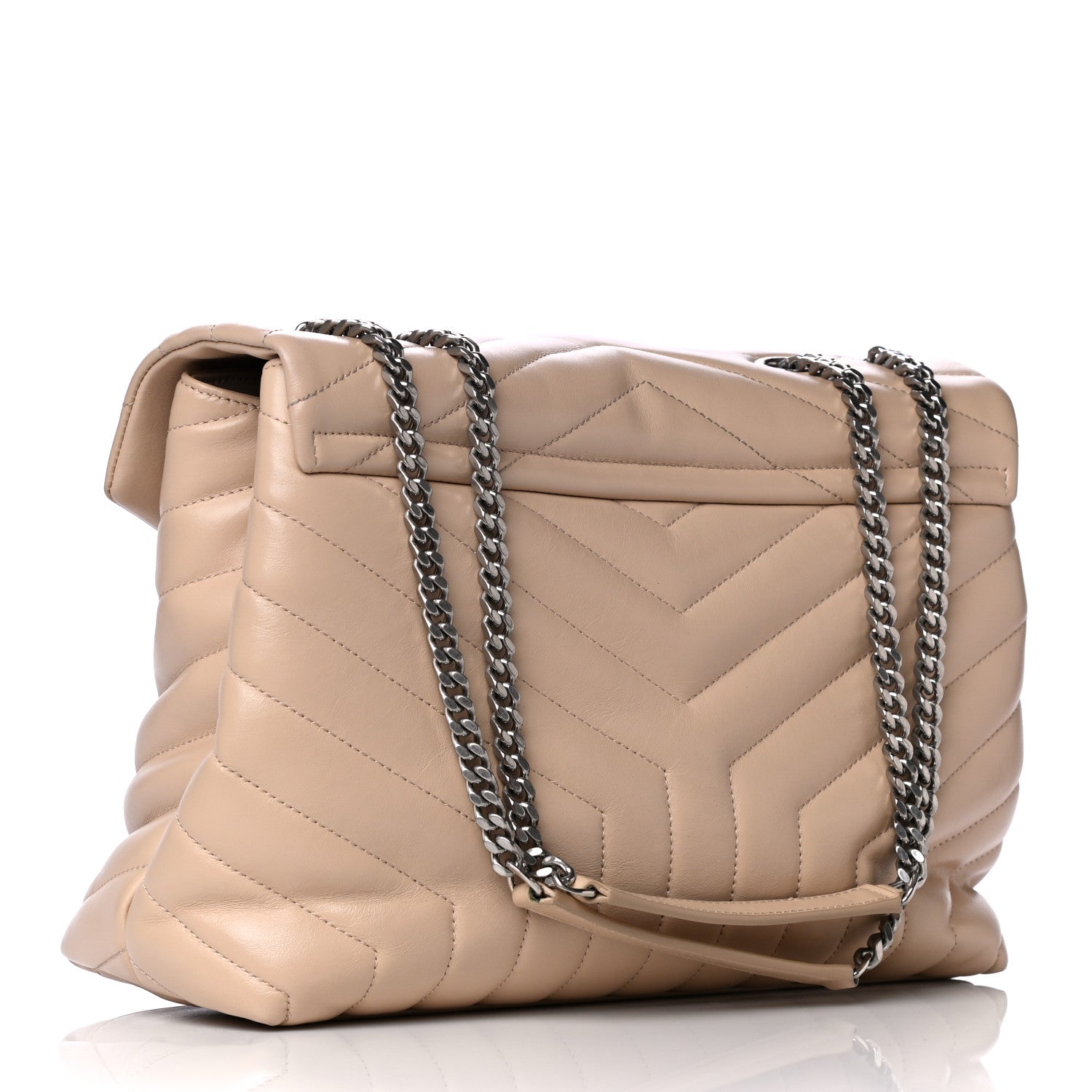Saint Laurent Calfskin Y Quilted Monogram Medium Loulou Chain Satchel Nude Powder 3 of 13