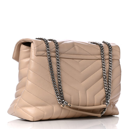 Saint Laurent Calfskin Y Quilted Monogram Medium Loulou Chain Satchel Nude Powder 3 of 13