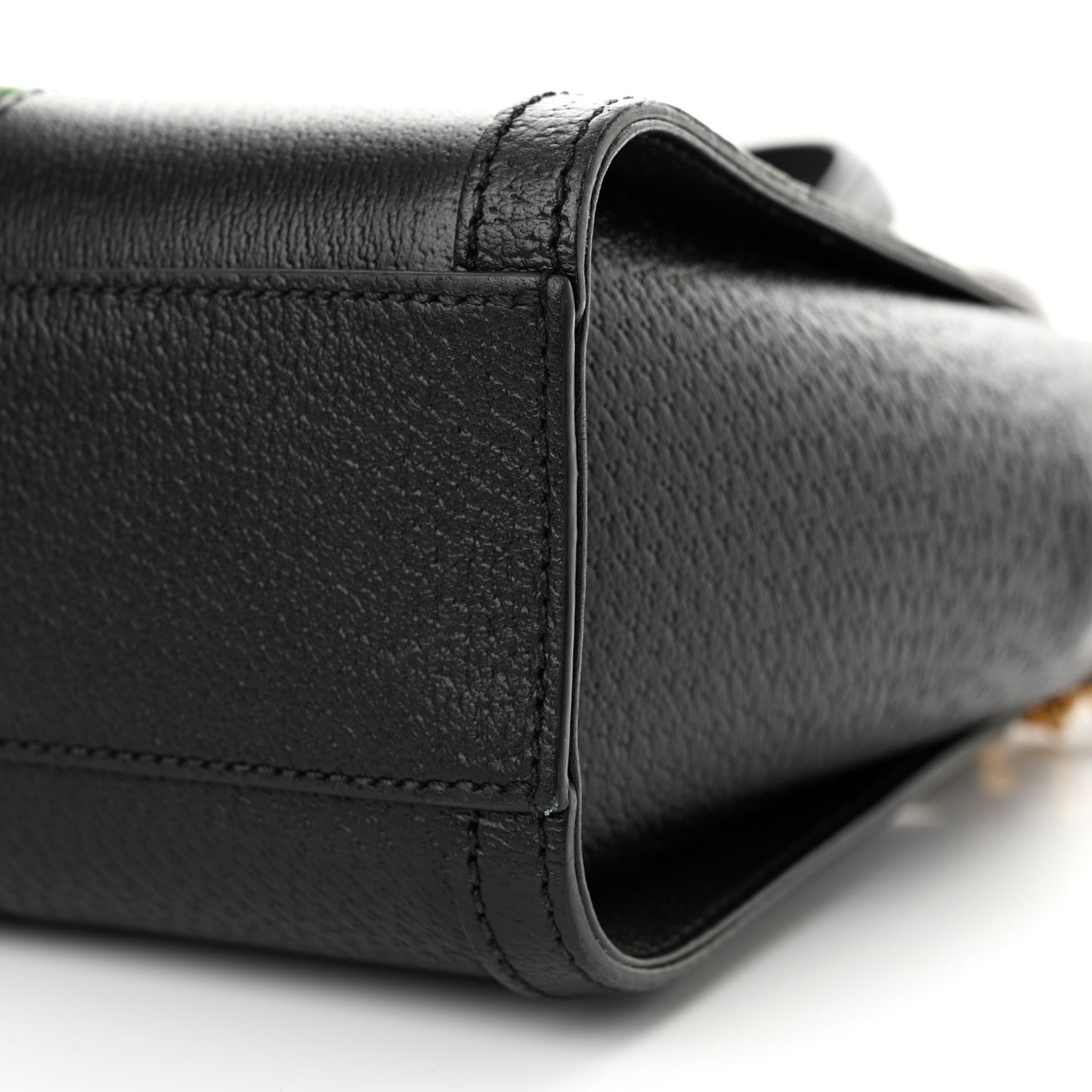 Textured Calfskin Web Small Ophidia Tote Bag Black