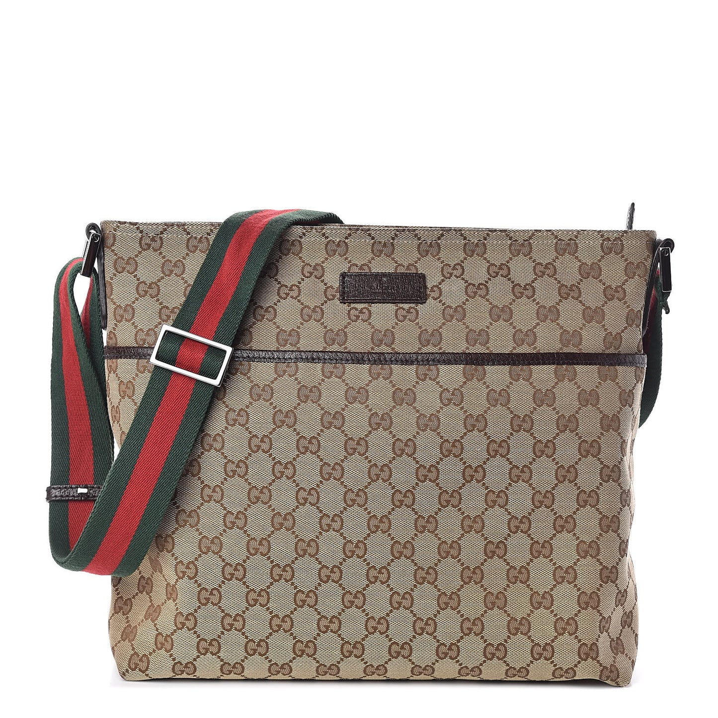 Monogram Web Medium Flat Messenger Bag Brown
