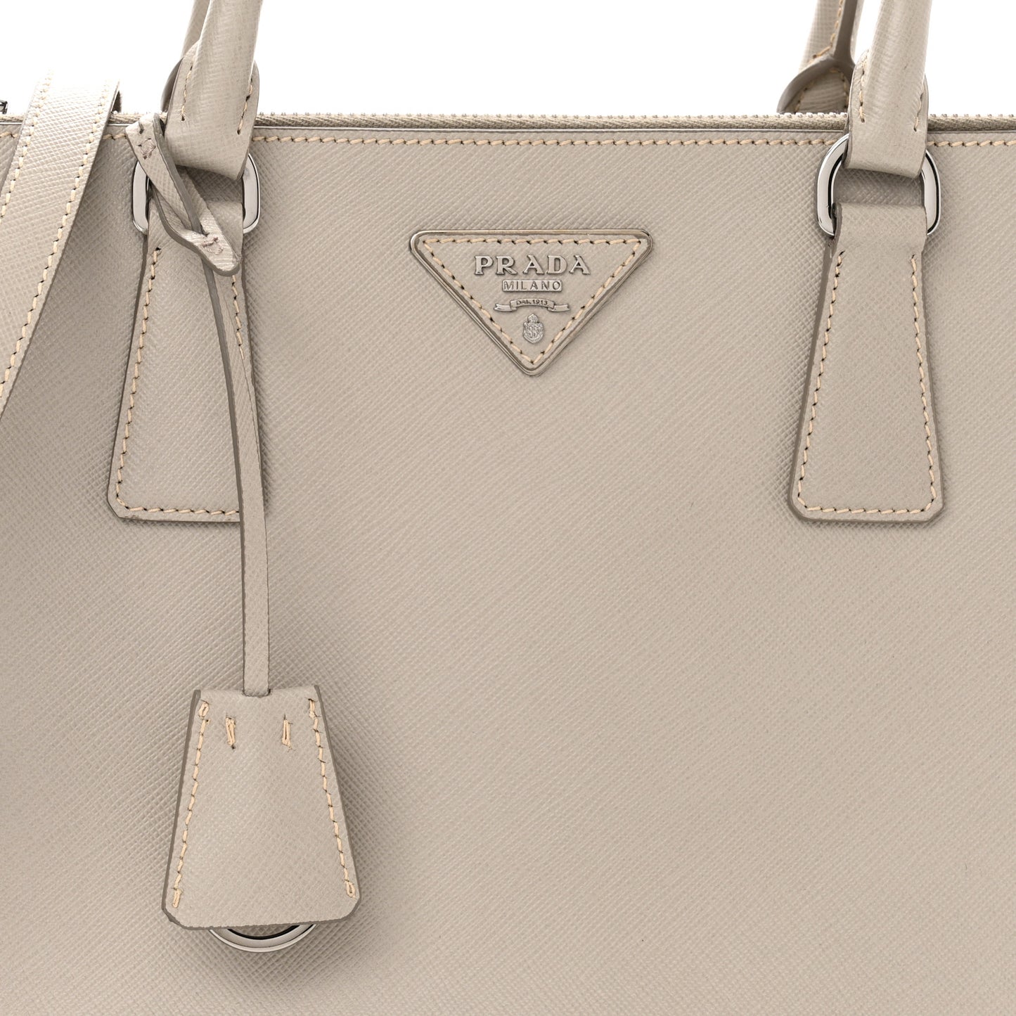 Saffiano Lux Studded Crystal Medium Galleria Double Zip Tote Pomice