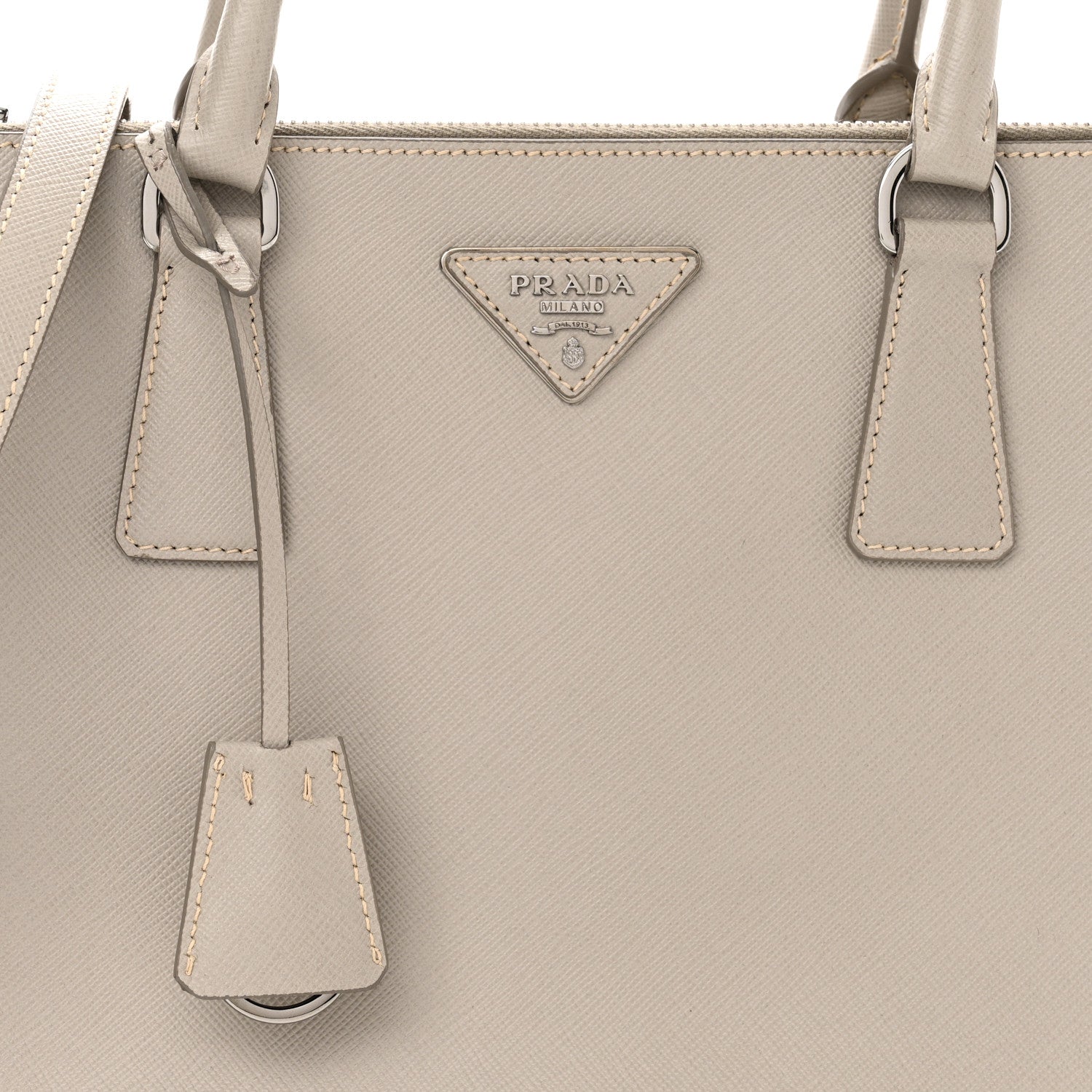 Prada Saffiano Lux Studded Crystal Medium Galleria Double Zip Tote Pomice 8 of 10