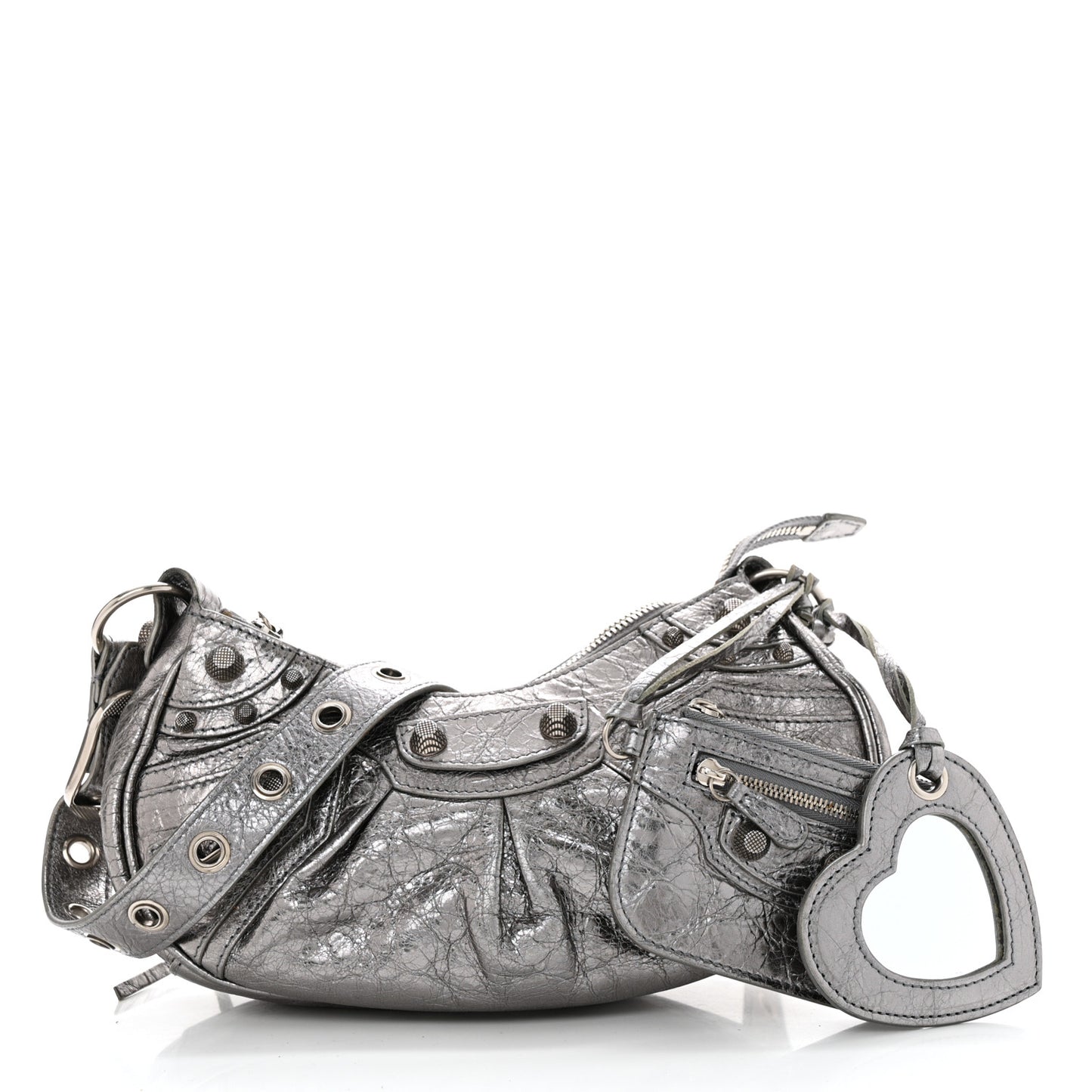Metallic Agneau Arena Le Cagole Shoulder Bag XS Silver