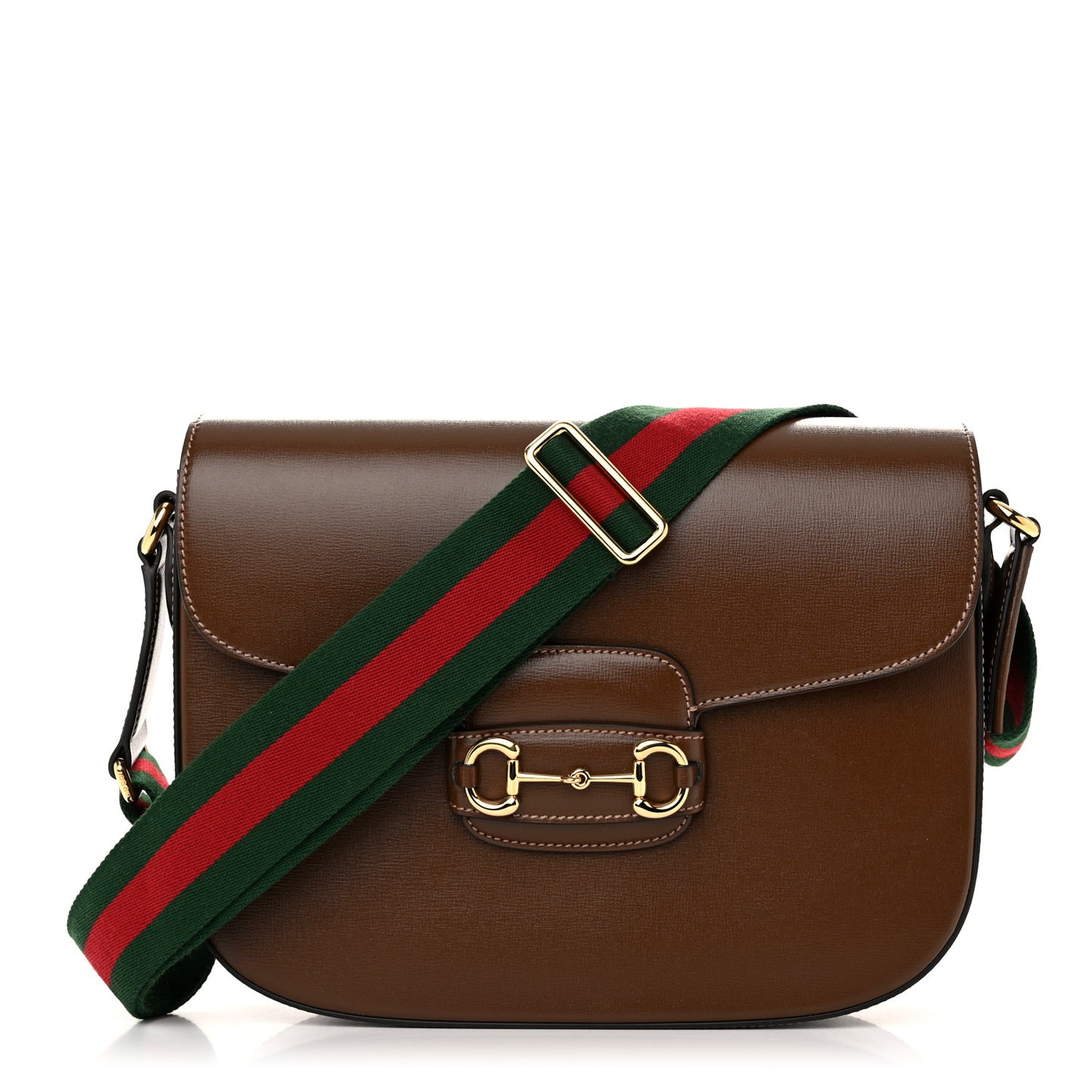 Azalea Calfskin Web Horsebit 1955 Shoulder Bag Brown Sugar