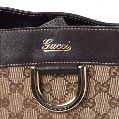 Gucci Monogram Medium D Gold Tote Bag Brown 7 of 8
