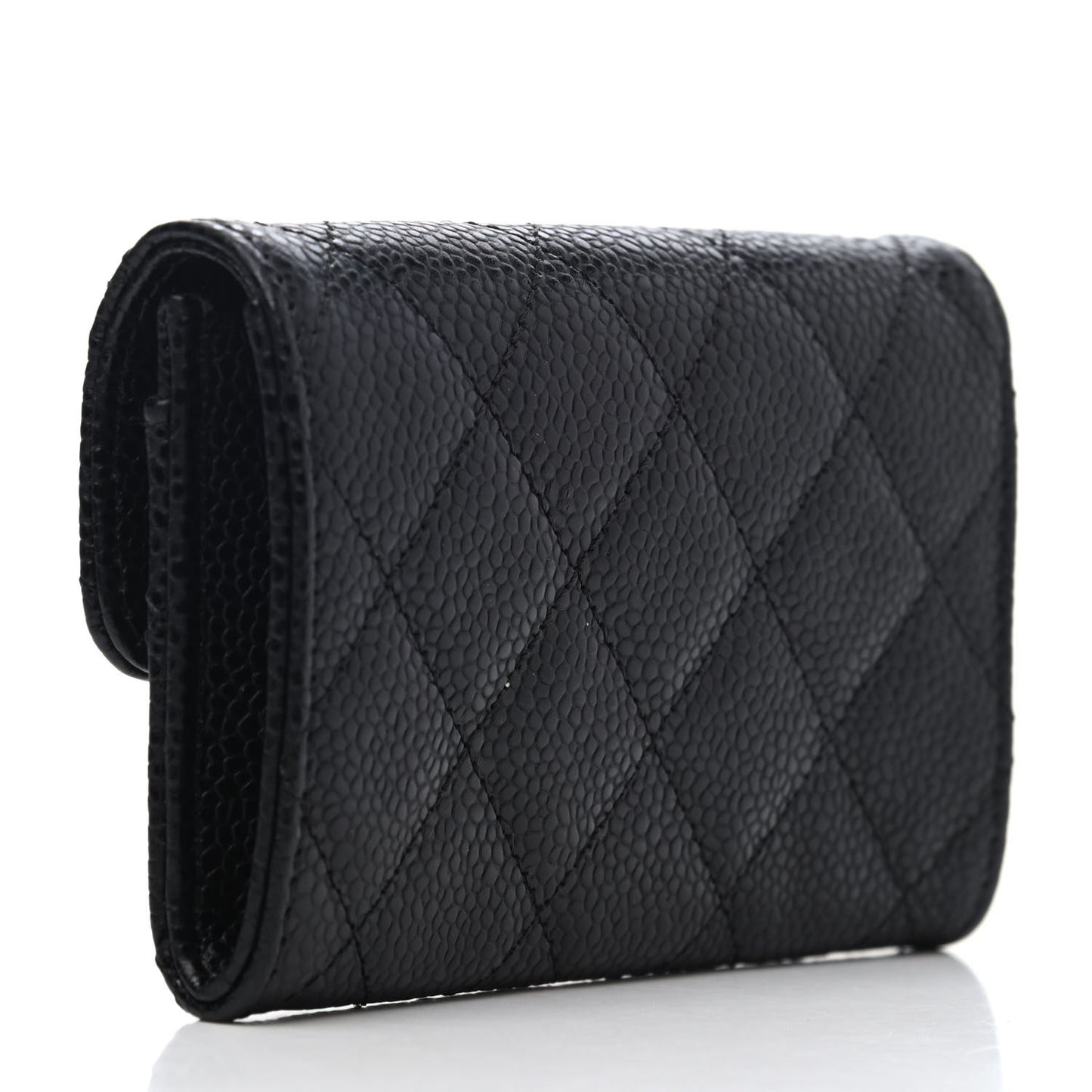 Caviar Quilted Flap Card Holder Black