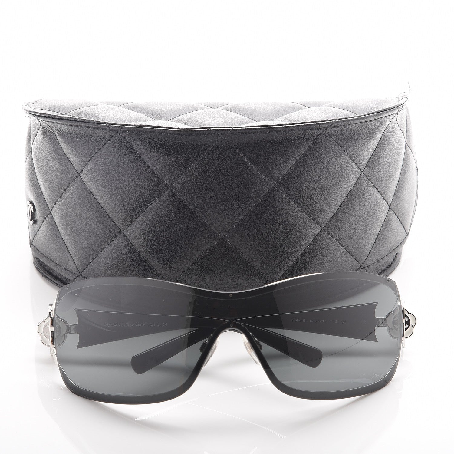 Chanel Swarovski Crystal Camellia CC Sunglasses 4164-B Black 9 of 9