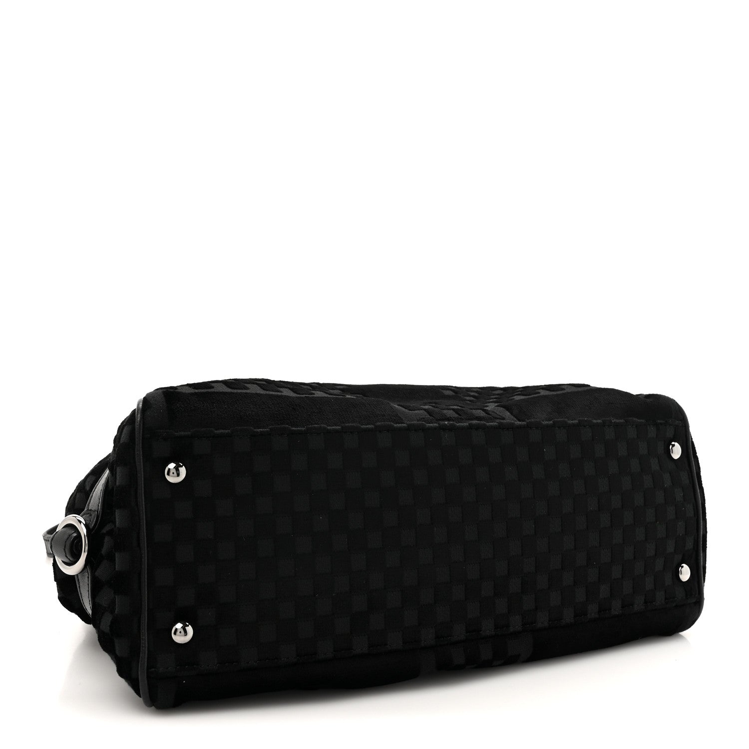 Chanel Velvet Checkered Kiss Lock Shoulder Bag Black 4 of 10