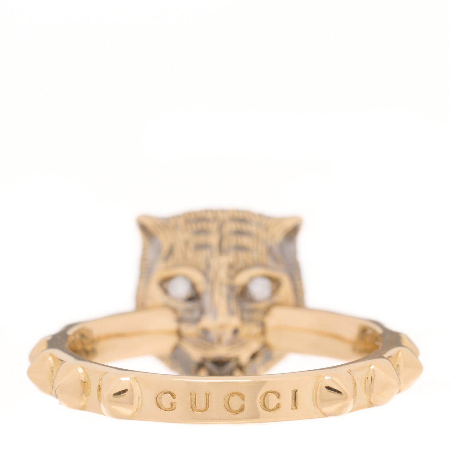 18K Yellow Gold Onyx Diamond Le Marché Des Merveilles Feline Ring 50 5.5