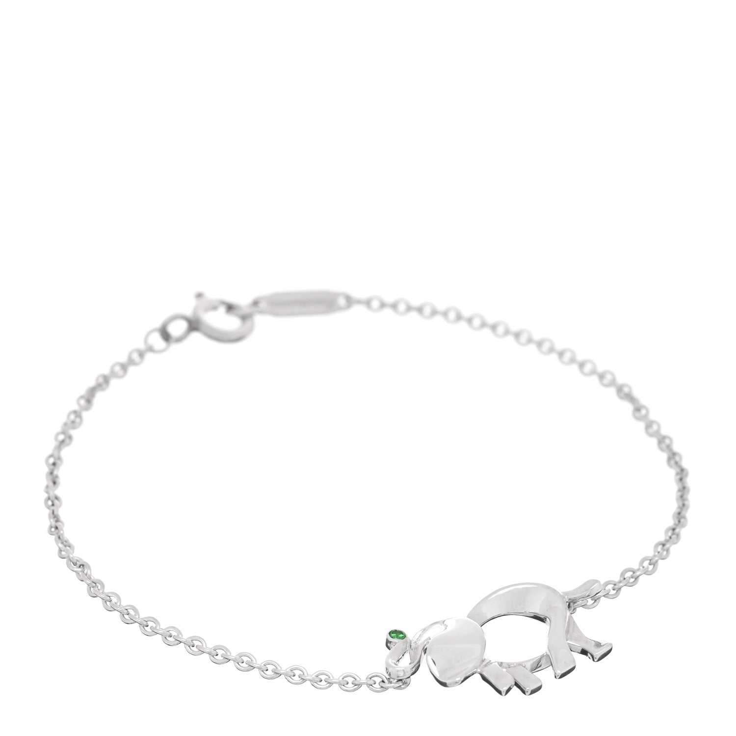 Tiffany Sterling Silver Tsavorite Save the Wild Elephant Bracelet 1 of 4