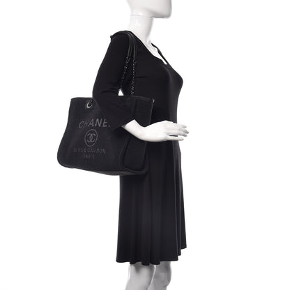 Chanel Lurex Boucle Small Deauville Tote Black 2 of 10