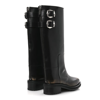 Jimmy Choo Burnished Brushed Calfskin Brooklyn 50 Boots 36.5 Black Gold 5 of 12