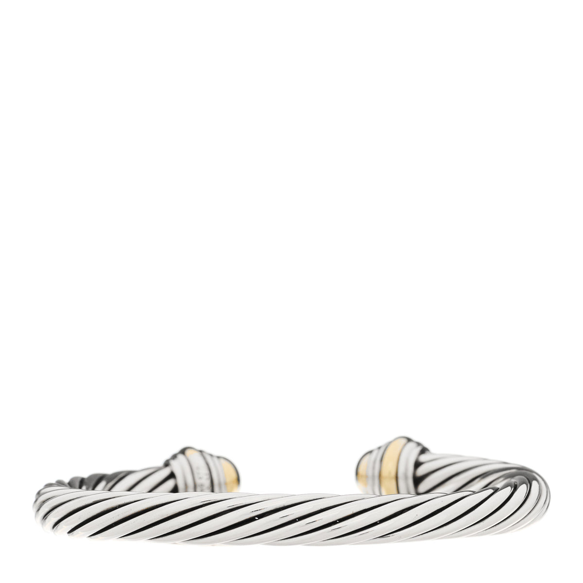 David Yurman Sterling Silver 14K Yellow Gold 7mm Cable Classics Dome Bracelet 2 of 3