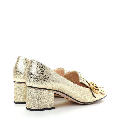 Gucci Galassia GG Marmont Fringe 50mm Loafer Pumps 39 Platino 4 of 10