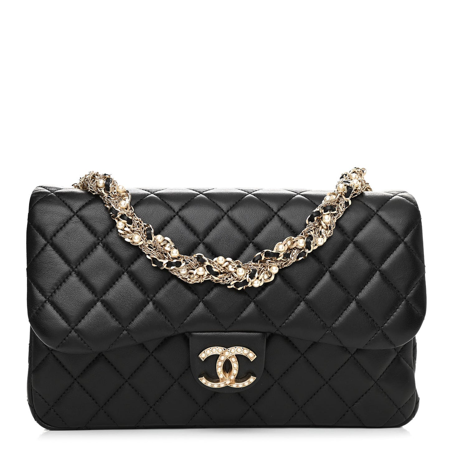 Lambskin Medium Westminster Pearl Flap Black