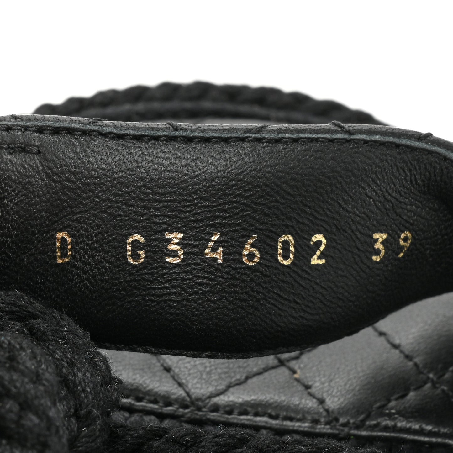 Cord Lambskin Quilted Logo Sandals 39 Black