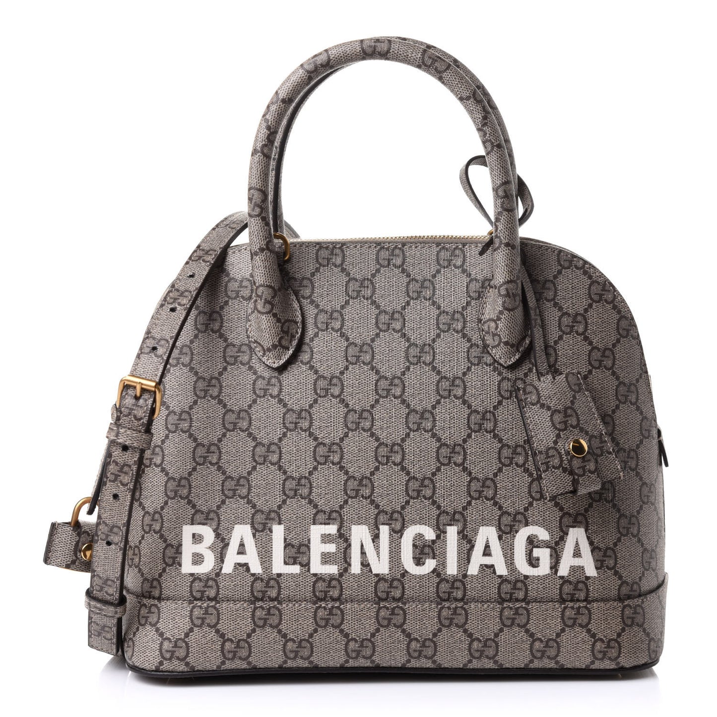 X GUCCI GG Supreme Monogram Small Ville Top Handle Beige Ebony