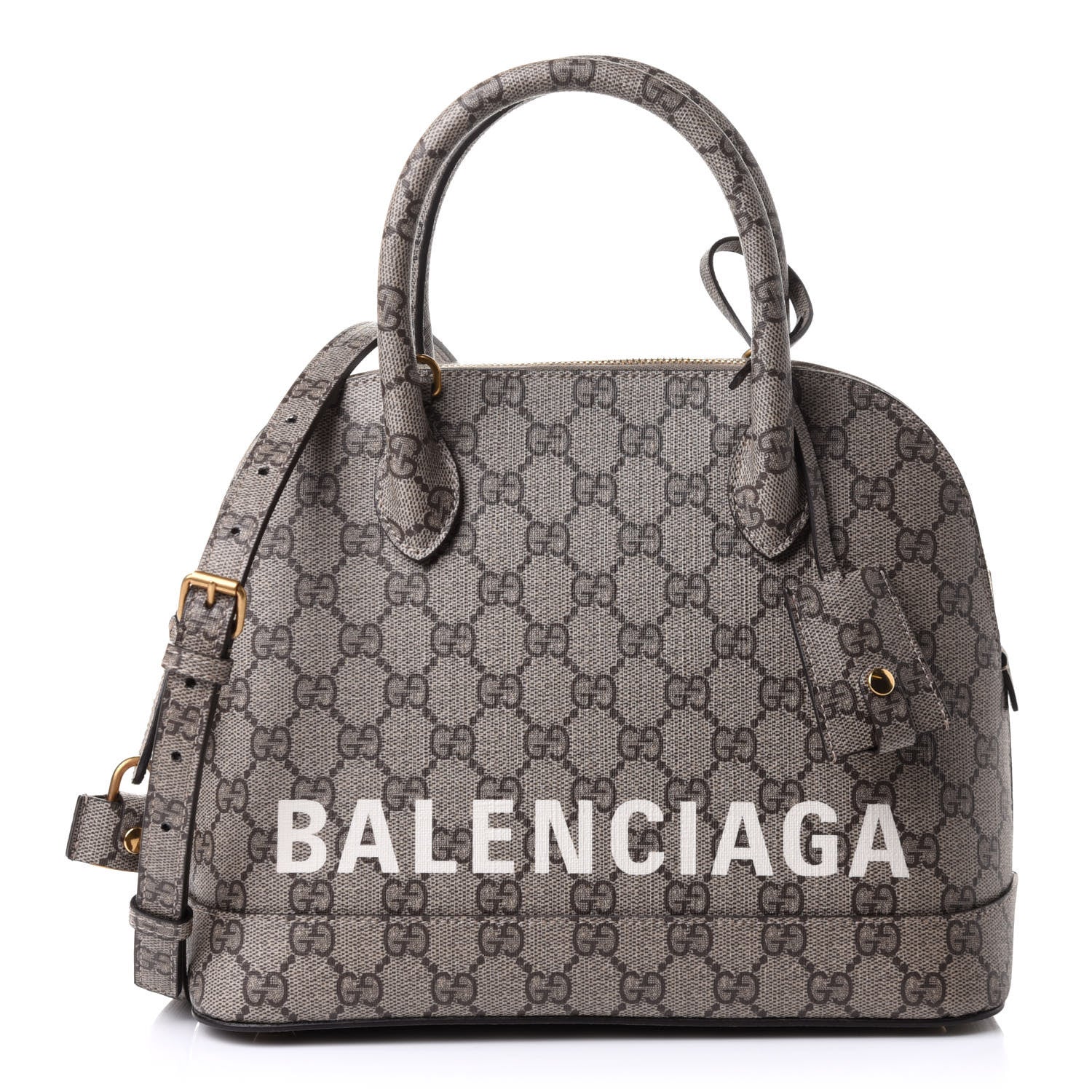Balenciaga X GUCCI GG Supreme Monogram Small Ville Top Handle Beige Ebony 1 of 10