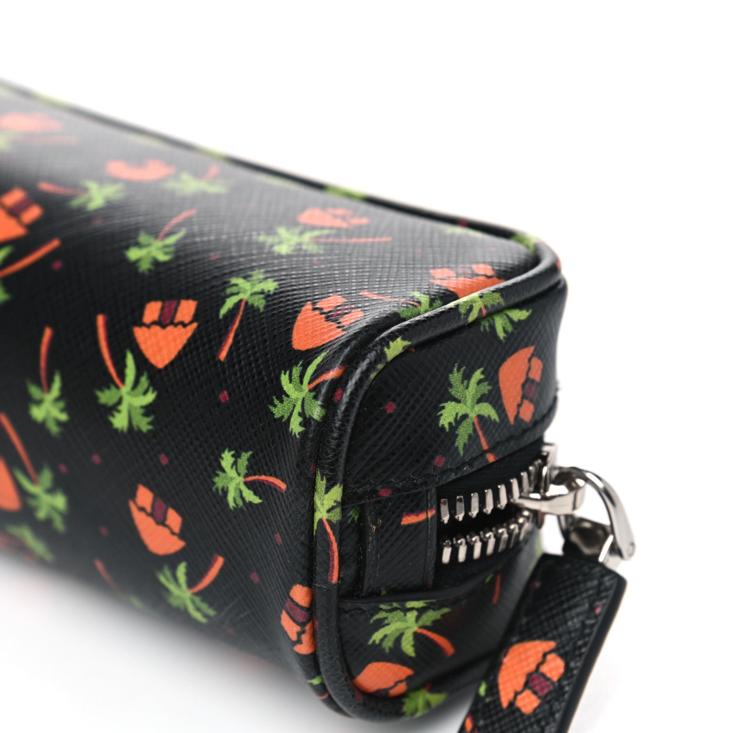 Prada Saffiano Palm Tree Print Pouch Black 8 of 8