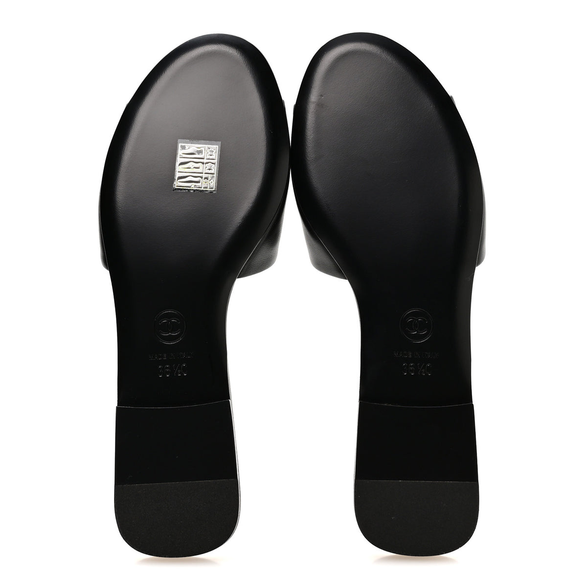 Lambskin Pearl CC Sandals 36.5 Black