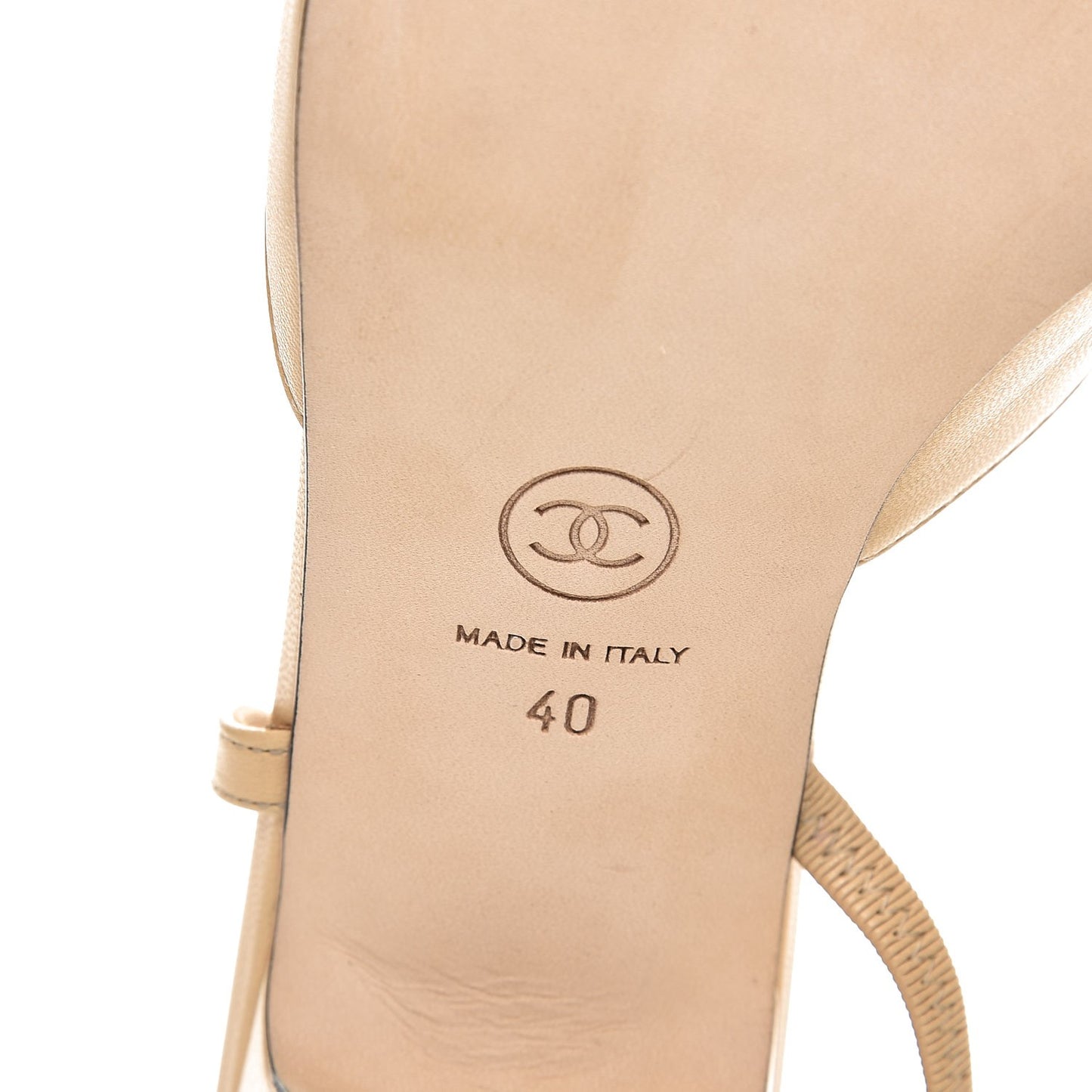 Goatskin Grosgrain Cap Toe CC Slingback Pumps 40 Beige Black