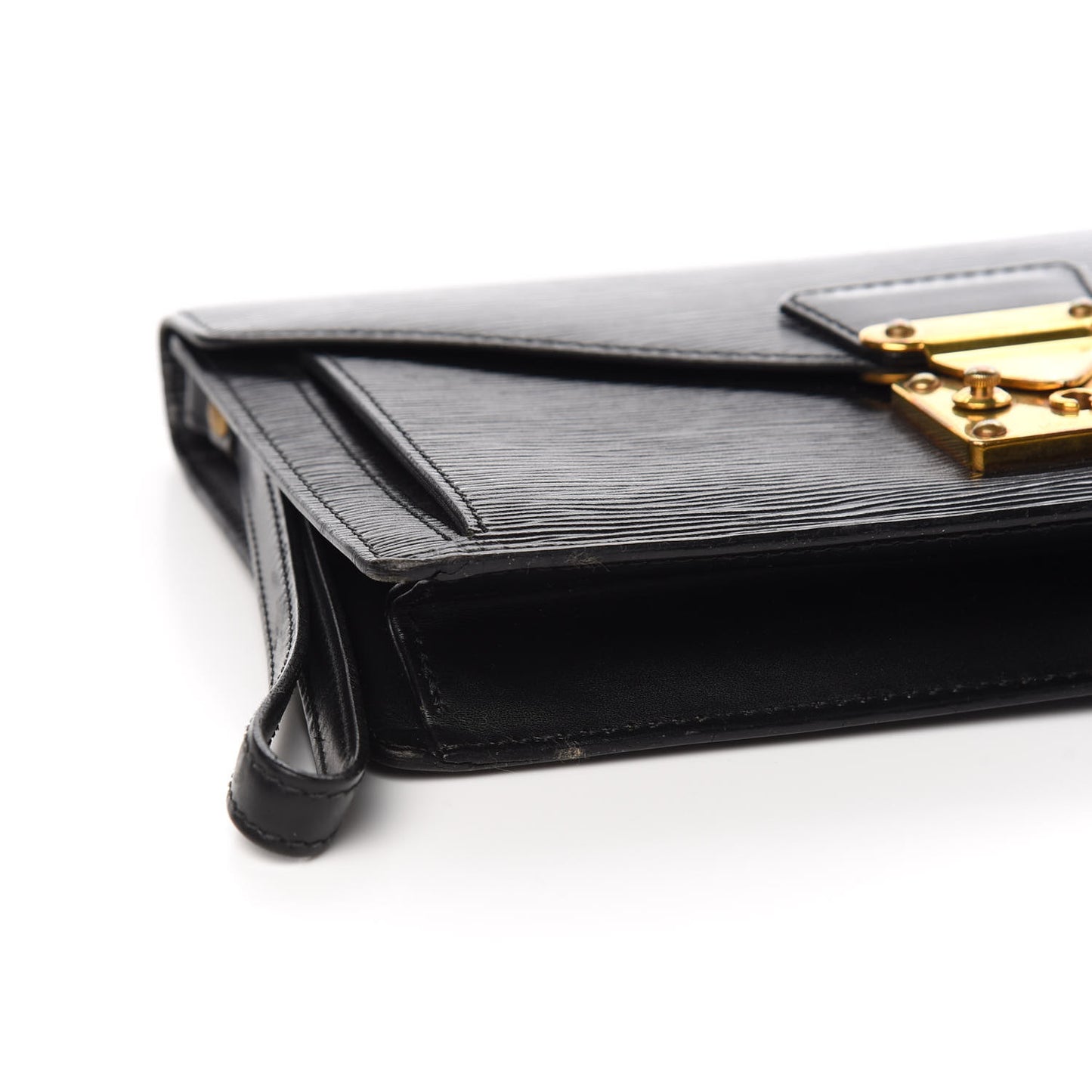 Epi Pochette Sellier Dragonne Clutch Black