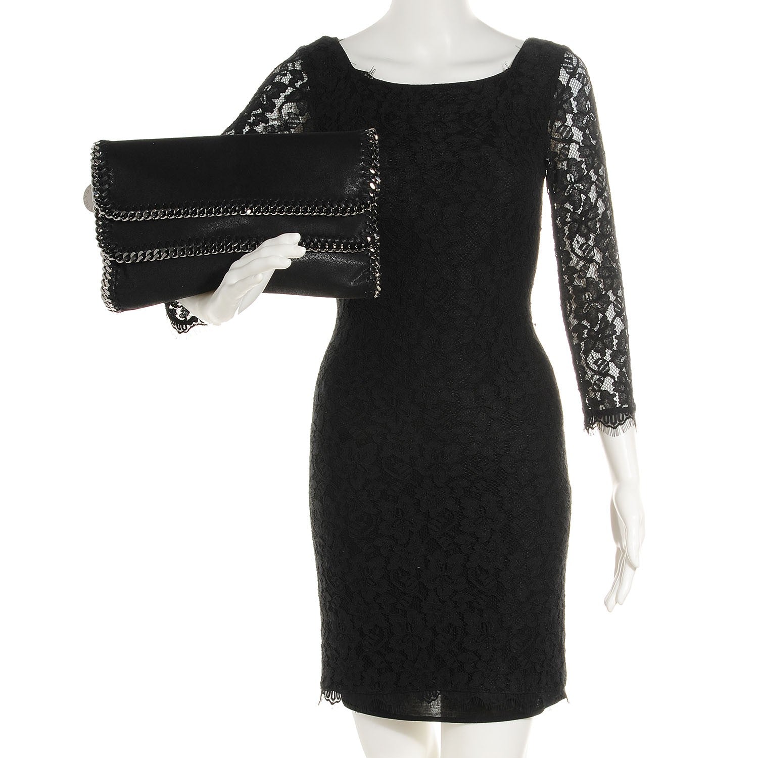 Stella McCartney Faux Leather Shaggy Deer Falabella Fold Over Clutch Black 2 of 6