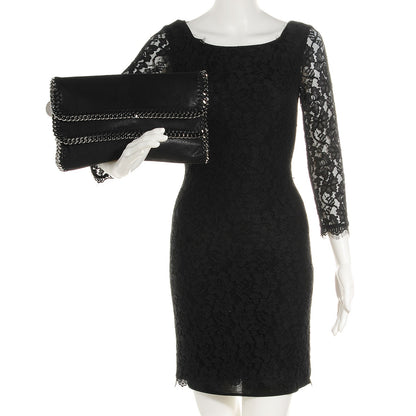 Stella McCartney Faux Leather Shaggy Deer Falabella Fold Over Clutch Black 2 of 6