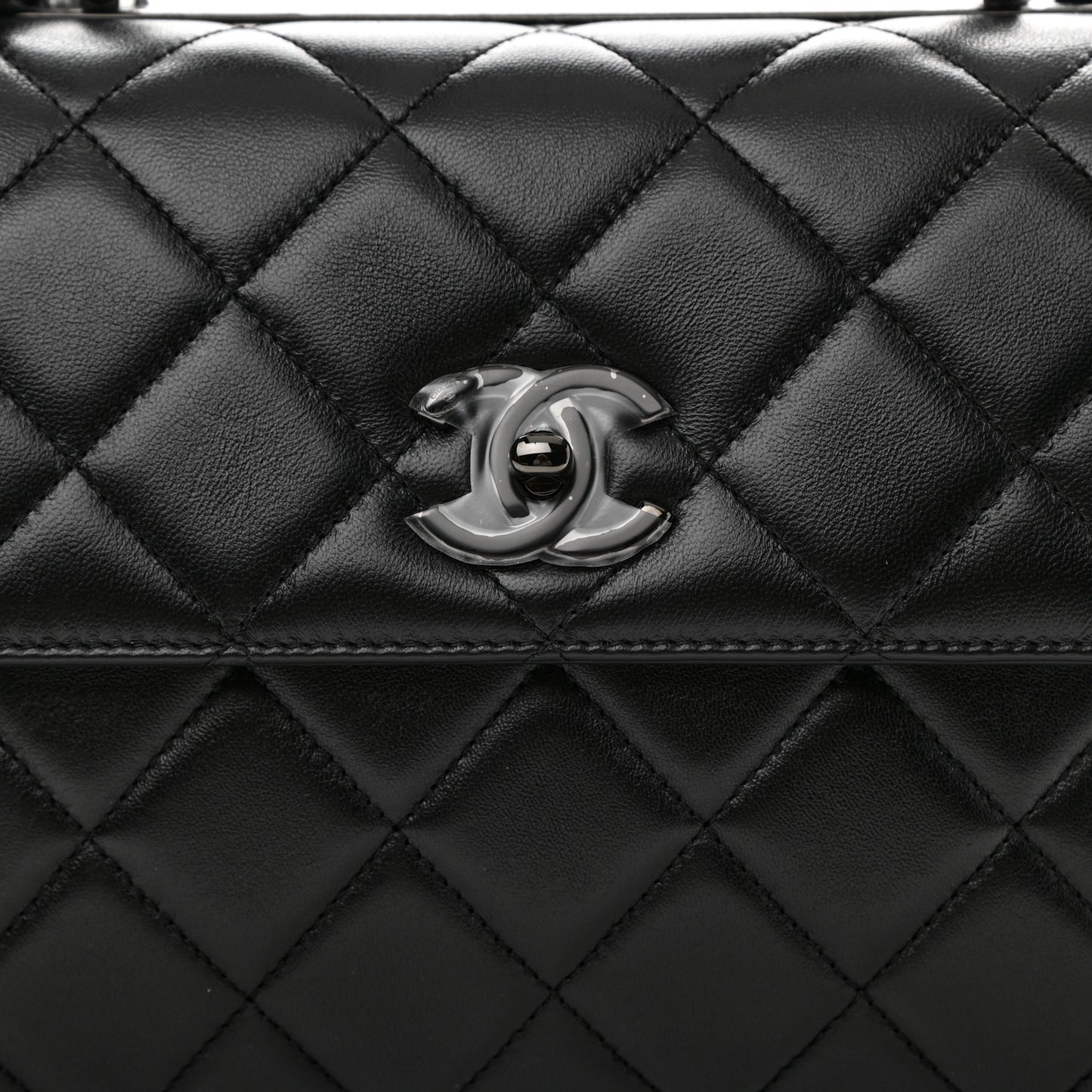 Lambskin Quilted Small Trendy CC Dual Handle Flap Bag So Black